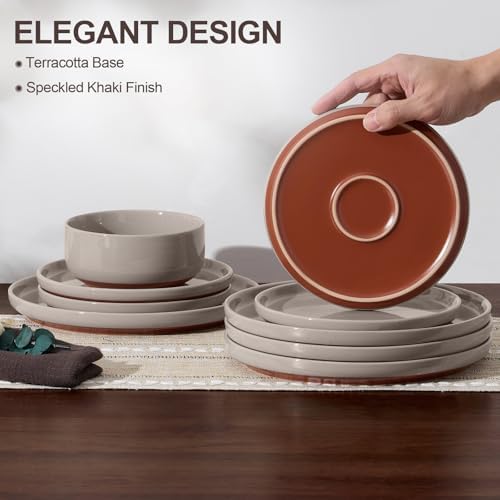 E-far Plates and Bowls Sets, 6 Pcs Stoneware Ceramic Dinnerware Dishes Sets - Image 5