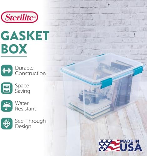 Sterilite Gasket Storage Box with Lids for Home & Office, 54 Quart, 8-Pack - Image 3