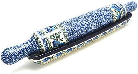 Polish Pottery Rolling Pin with Stand - Winter Viola by Polish+Pottery+Gallery