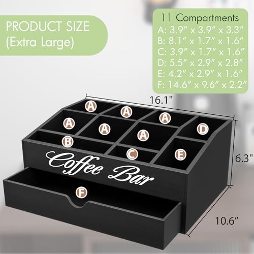 Suli 2-Tier Coffee Bar Station Organizer for Countertop,Extra large - Image 3