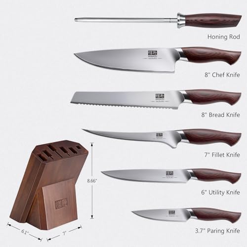SHAN ZU 7 Pc Japanese Knife set, High Carbon 10Cr15Mov Stainless Steel - Image 2