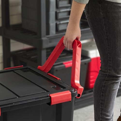 IRIS USA 3-Pack 106 Qt Storage Bins with Gasket Lids, Black/Red - Image 3