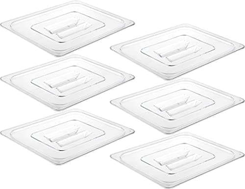 CURTA 6 Pack NSF Food Pan Cover, 1/2 Size Clear Polycarbonate Lid with Handle for Commercial Food Pan, Dishwasher & Freezer Safe Plastic Clear by CURTA