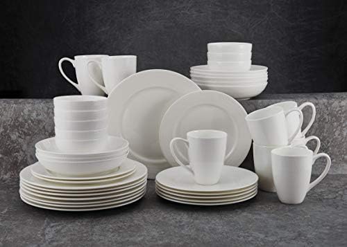 Mikasa Annabelle Bone China Dinnerware Set, 40-Piece Service for 8, White Hobnail Detail, Dinner Plates, Salad Plates, Bowls and Mugs, Dishwasher and Microwave Safe - Image 4