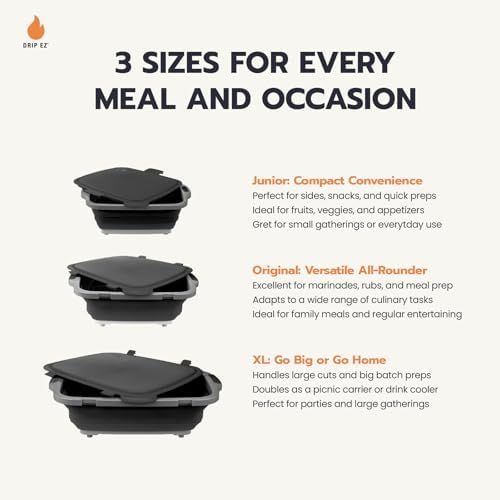Drip EZ Collapsible BBQ Prep Tub - For Meal Prep Marinating Food Storage - Includes Cutting Board & Locking Lid - (1) XL - Orange - Image 4