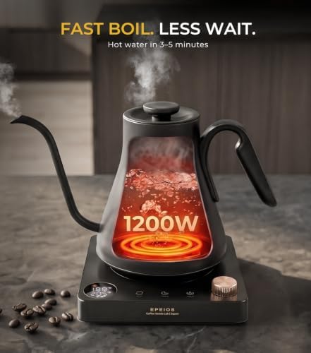 Epeios Gooseneck Electric Kettle 1°F Temperature Control,1200W,0.9L,Green - Image 4