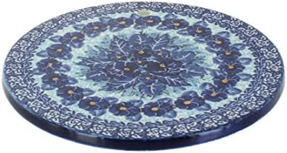 Blue Rose Polish Pottery - Blue Joanna Trivet - 7.25" Diameter - Ceramic Hot Plate Holder, Decorative Kitchen & Dining Table Accessory by BlueRosePottery