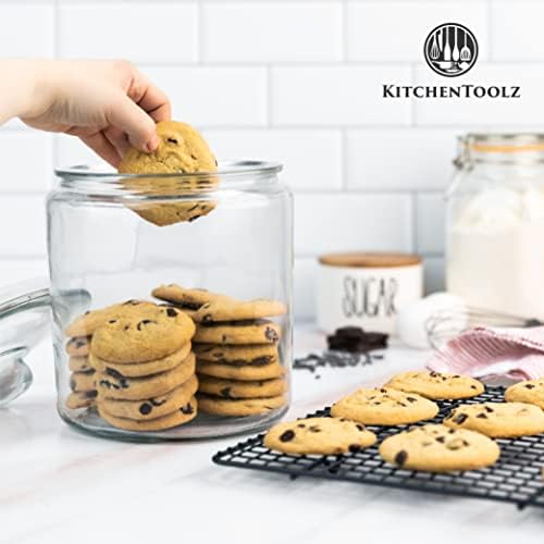1 Gallon Glass Cookie Jar - Large Food Storage Container with Airtight Lid - Keep Fresh Flour, Chewy Pet Treats, Candy, Dried Foods, Detergent Pods for Your Kitchen or Laundry Room- Pack of 2 - Image 6
