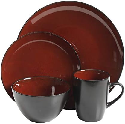 Gibson Elite Soho Lounge Round Reactive Glaze Stoneware Dinnerware Set, Service for Four (16pcs), Red - Image 5
