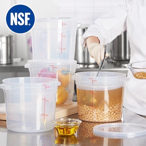 CURTA 6 Quart Translucent Round Food Storage Container with Lid, Pack of 4 – NSF Listed, BPA-Free, Commercial-Grade Polypropylene, Freezer & Dishwasher Safe, Non-Stick, Easy-Read Graduations - Image 4