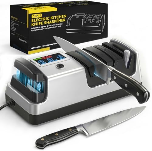 Newise Electric Knife Sharpener for Kitchen Knives, 3-Stage, Silver by Unknown