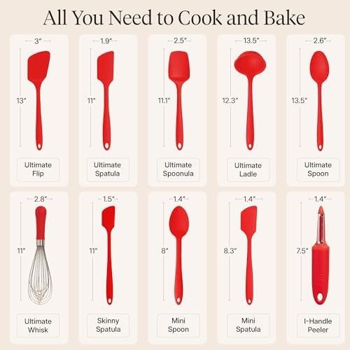 GIR: 10-Piece Silicone Ultimate Kitchen Utensils Set – Red - Image 3