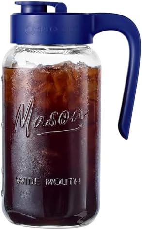 Mason Jar Pitcher, 64 oz (2 quart), Glass Pitcher with Lid by spreccio