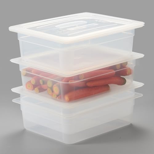 CURTA 4-Pack 1/2 Size 4" Deep Food Pan with Sealing Lid – NSF Commercial-Grade Translucent Polypropylene, Stackable Freezer-Safe Storage for Restaurants, Catering & Buffets by CURTA
