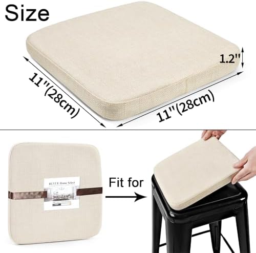 BUYUE Friendly Woven Fabric Magnetic Bar Stool Cushion 1 Piece, Enhanced Anti-Slip Breathable Small Chair Seat Pad for Café Bistro Stackable Metal Stool (Square, Beige, 1) - Image 4