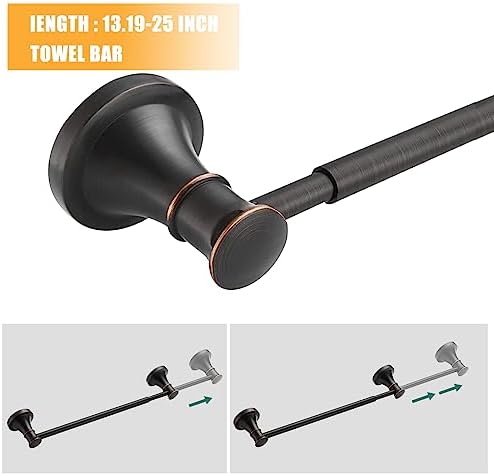 Hoimpro Oil Rubbed Bronze Bathroom Accessory Set, 4-Piece Wall Mount Hardware with Adjustable Towel Bar Rack, Towel Ring, Paper Towel Holder, Double Towel Hooks - Image 2