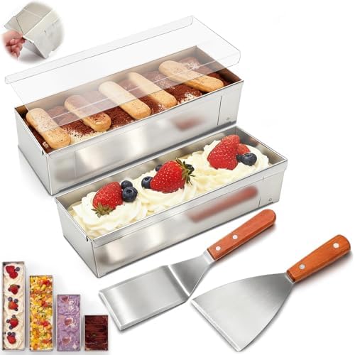 Blushtier 2 Pack Rectangle Tiramisu Pan Removable 9.45 X 3.94 X 2.56 Inch by Blushtier