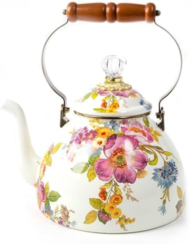 MACKENZIE-CHILDS Tea Kettle, 3 Quarts, White Flower Market by Unknown