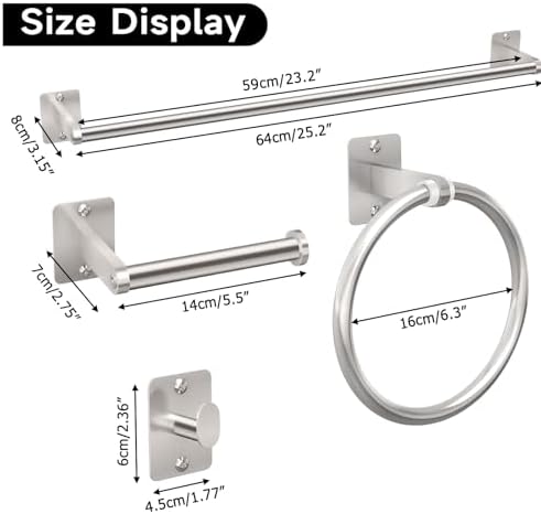 KLJKPA 20-Piece Brushed Nickel Bathroom Hardware Set, 24 inch Towel Bar - Image 7