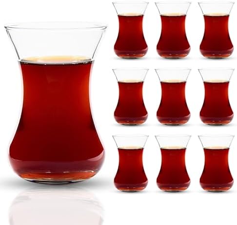 Turkish Tea Glass Set of 30, Small Clear Glass Tea Cups for Hot Drinks by UMS