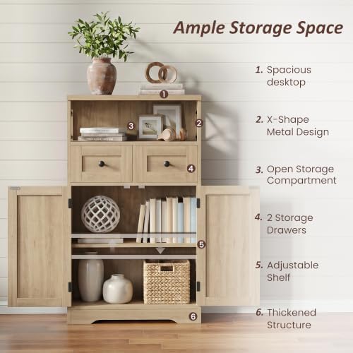 Farmhouse Storage Cabinet Set of 2, Small Kitchen Pantry Coffee Bar Cabinet - Image 6