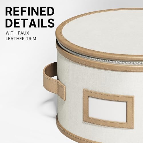China Storage Containers, Hard Shell, 5 Piece Beige with Brown Leather Trim - Image 5