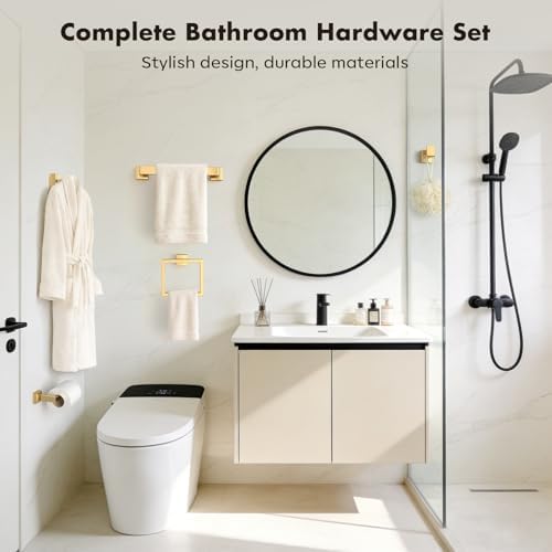 15-Pieces Gold Bathroom Accessories Set, 16 Inch Towel Bar Set - Image 6