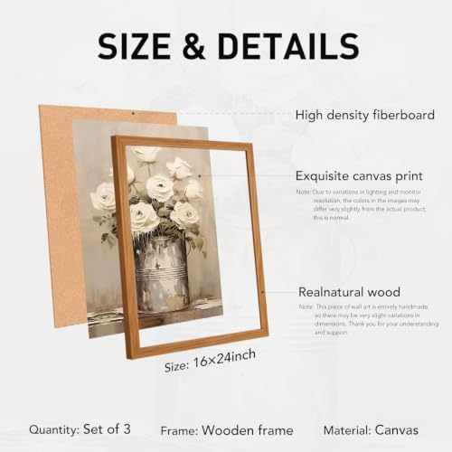 Doqueodas Vintage Countryside Kitchen Wall Art Set, 3 Framed Prints 16x24 - Image 5
