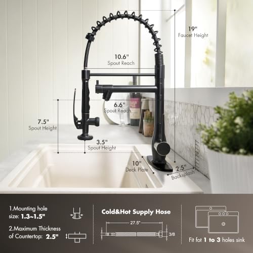GIMILI Oil Rubbed Bronze Commercial Kitchen Faucet with Pull Down Sprayer - Image 2
