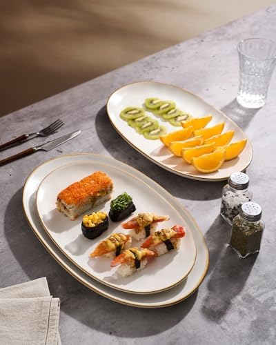 famiware Serving Platters Set of 3 Sizes - Oval, Matte White - Image 4