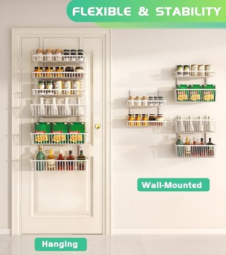 Mefirt Over The Door Pantry Organizer, 6-Tier Deep Baskets, White - Image 3
