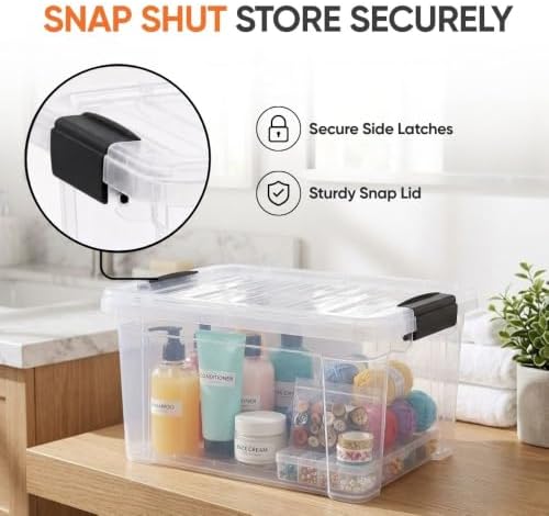 Superio 6.6 Quart Clear Plastic Storage Boxes with Lids, Stackable Organizer Containers, BPA-Free Storage Bins for Home, Office, School & Dorm, 36 Pack - Image 6