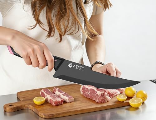 ASETY 15 PCS Knife Set with Block and Sharpener, Dishwasher Safe, Pink - Image 2