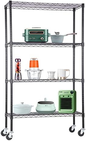 BestOffice | 4-Tier Wire Shelf with Wheels | 36" x 14" x 62" | Black by BestOffice