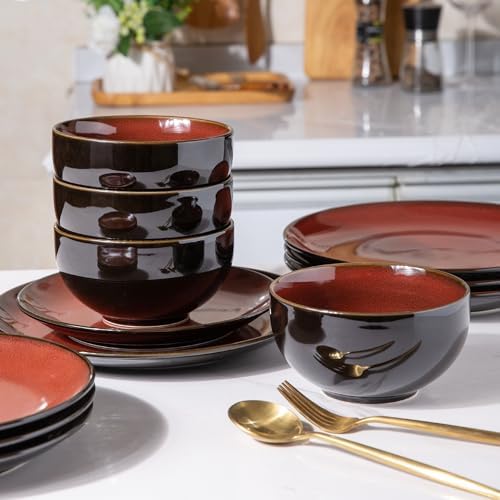 LeRatio Ceramic Dinnerware Sets for 8,24Pcs Porcelain Plates and Bowls Set - Image 5