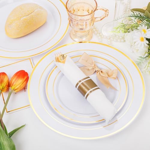 DaYammi 210PCS Gold Plastic Dinnerware Set for 30 Guests - Image 6