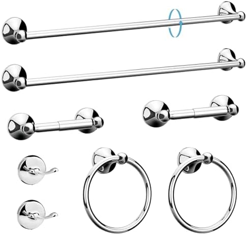 Newfun 8-Pieces 24 Inch Polished Chrome Bathroom Hardware Set by Newfun