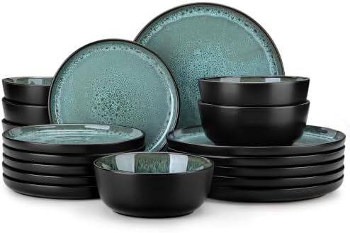vancasso 18-Piece Gray Green Stoneware Plates and Bowls Set for 6 by vancasso