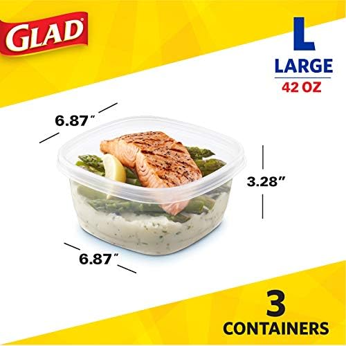 Glad GladWare Tall Entree Containers, Large Square, 42 Oz, 3 Count - Image 2