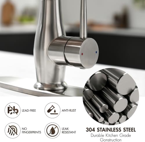 GIMILI Commercial Kitchen Sink Faucet with Pull Down Sprayer Brushed Nickel - Image 4