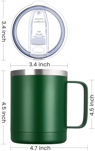 MEWAY 12oz Coffee Mug With Handle and Sliding Lid,Stainless Steel Travel Tumbler Cup with Handle,Double Wall Vacuum Insulated Camping Cup for Hot & Cold Drinks Tea (Forest Green,Set of 1) - Image 4
