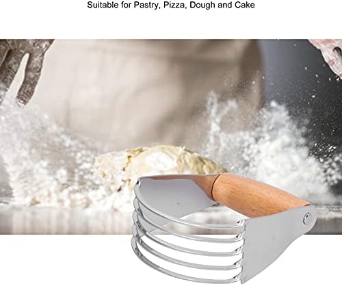 Cocoarm Dough Cutter Stainless Steel Dough Mixer Ergonomic Handle Dough Cutter with 5 Sturdy Blades for Mixing Butter Flour Sugar Baking Accessories Kitchen Accessories (Wood Colour) - Image 2