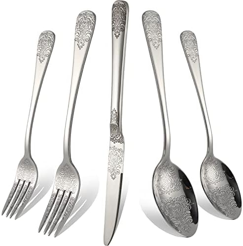 Silverware Set 40 Pieces Stainless Steel Flatware Cutlery Set Service for 8 Kitchen Utensil Tableware Sets Include Knives Forks Spoons for Kitchen Home Restaurant by X-zrew