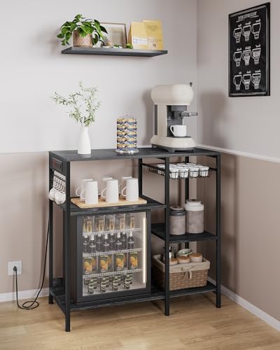 VASAGLE Kitchen Baker’s Rack, Steel Frame, Wire Basket, 6 Hooks - Image 4