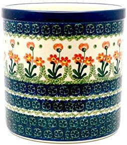 Polish Pottery Utensil Holder - Peach Spring Daisy by Polish+Pottery+Gallery