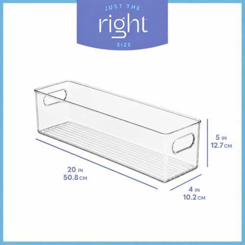 primebox Plastic Food Storage 2 Pack Clear Container Bin with Handles for Organizing Kitchen, Pantry, Refrigerator, Freezer, Pantry, Cabinet, Closet, Bathroom. 20”x4”x5” - Image 3