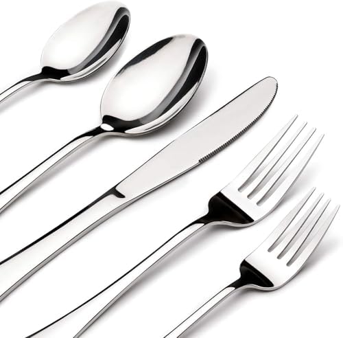 Silverware Set for 8 with Serving Utensils,Stainless Steel Flatware Cutlery by ACNUSIK