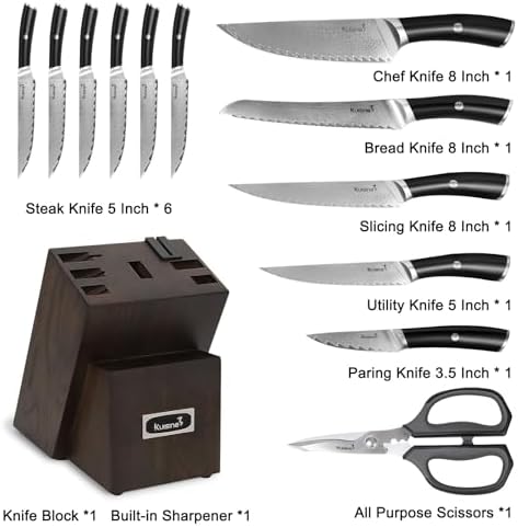 KUISINE 14-Piece Damascus Knife Set with Block, Ultra Sharp - Image 2