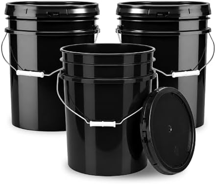 ePackageSupply 5 Gallon Bucket - Food Grade w/Lid BPA-Free, 3 Pack - Black by ePackageSupply