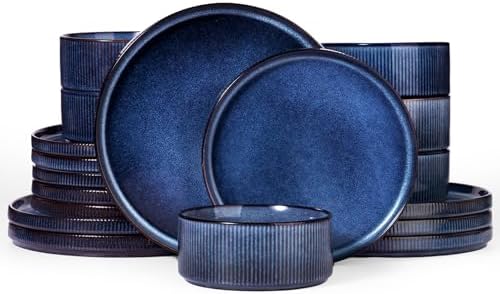 Famiware Star Plates and Bowls Sets, 18pc Modern Stoneware Dinnerware for 6 by Famiware